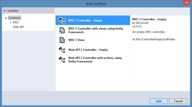 Add Scaffold in MVC 5